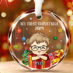 May Your Days Be Merry and Bright - Family Personalized Custom Circle Glass Ornament - Christmas Gift For Baby, Kids