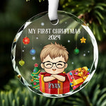 May Your Days Be Merry and Bright - Family Personalized Custom Circle Glass Ornament - Christmas Gift For Baby, Kids
