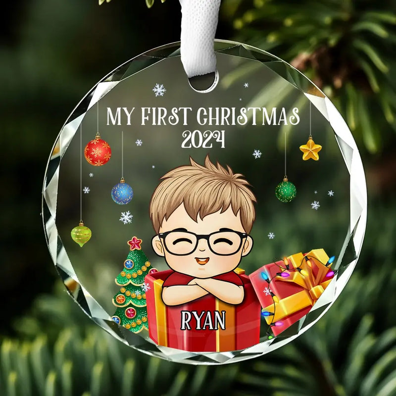 May Your Days Be Merry and Bright - Family Personalized Custom Circle Glass Ornament - Christmas Gift For Baby, Kids