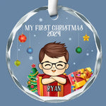 May Your Days Be Merry and Bright - Family Personalized Custom Circle Glass Ornament - Christmas Gift For Baby, Kids