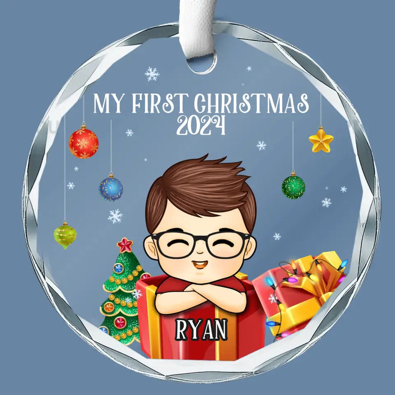 May Your Days Be Merry and Bright - Family Personalized Custom Circle Glass Ornament - Christmas Gift For Baby, Kids