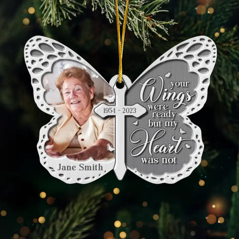 Custom Photo We're Always With You - Memorial Personalized Custom Ornament - Metal Custom Shaped - Sympathy Gift, Christmas Gift For Family Members