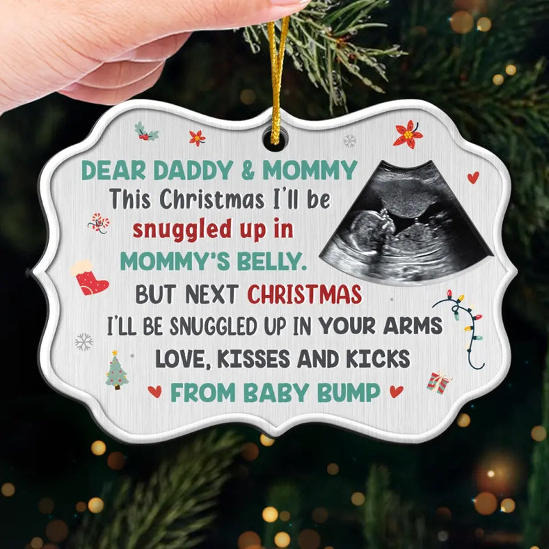 Custom Photo Like Stars Are To The Sky - Family Personalized Custom Ornament - Metal Benelux Shaped - Christmas Gift For Baby Kids, Newborn Baby