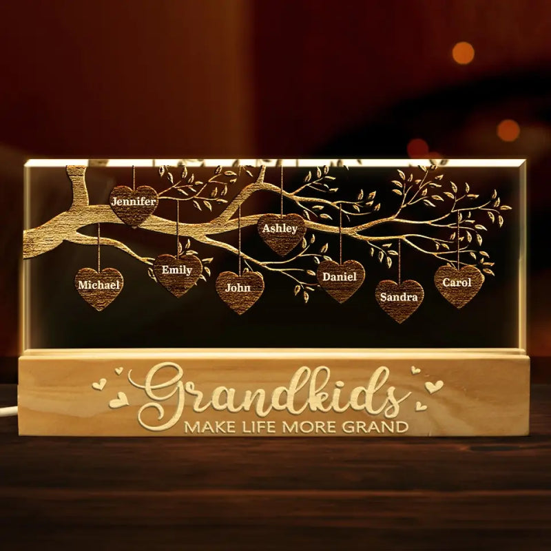 Grandkids Make Life More Grand - Family Personalized Custom Acrylic Letters 3D LED Night Light - Gift For Mom, Grandma