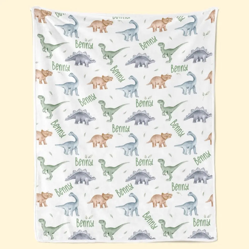 Gentle Warmth And Lovely Dinosaurs For Precious Moments - Family Personalized Custom Blanket - Gift For Baby Kids, Newborn Baby