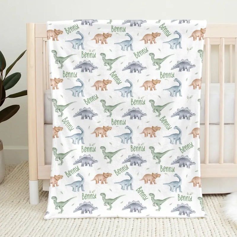 Gentle Warmth And Lovely Dinosaurs For Precious Moments - Family Personalized Custom Blanket - Gift For Baby Kids, Newborn Baby