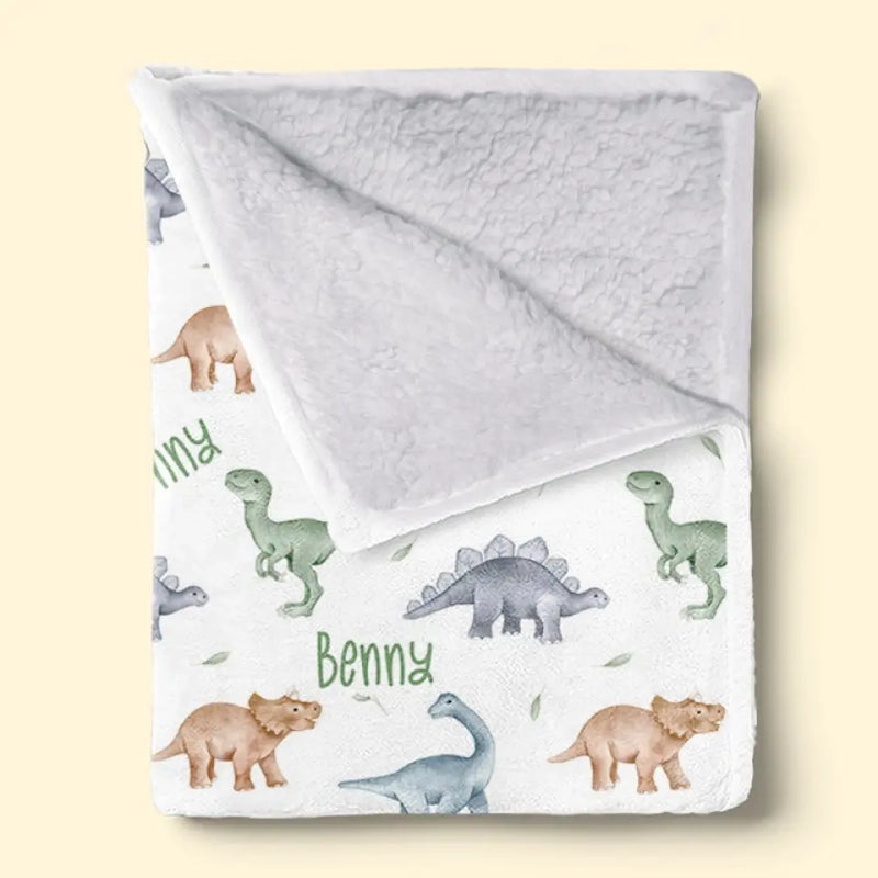 Gentle Warmth And Lovely Dinosaurs For Precious Moments - Family Personalized Custom Blanket - Gift For Baby Kids, Newborn Baby