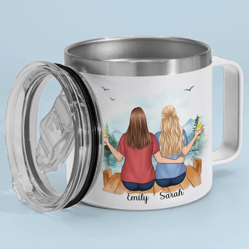 A Bestie Is Someone Who Makes Life More Fun - Bestie Personalized Custom 14oz Stainless Steel Tumbler With Handle - Gift For Best Friends, BFF, Sisters