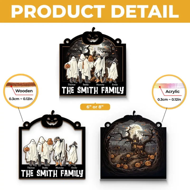 Creepy And Full Of Love, Our Family Halloween Rocks - Family Personalized Window Hanging Suncatcher - Halloween Gift For Family Members