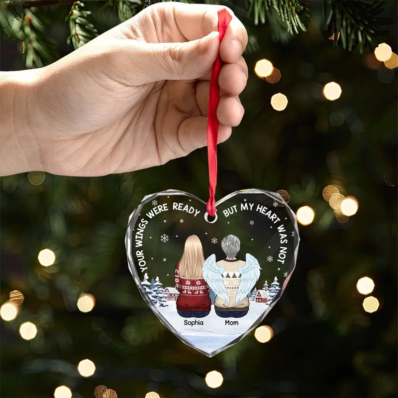 Once By My Side, Forever In My Heart - Memorial Personalized Custom Heart Glass Ornament - Sympathy Gift, Christmas Gift For Mom, Daughter