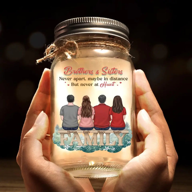 Always There For Each Other - Family Personalized Custom Mason Jar Light - Gift For Siblings, Brothers, Sisters
