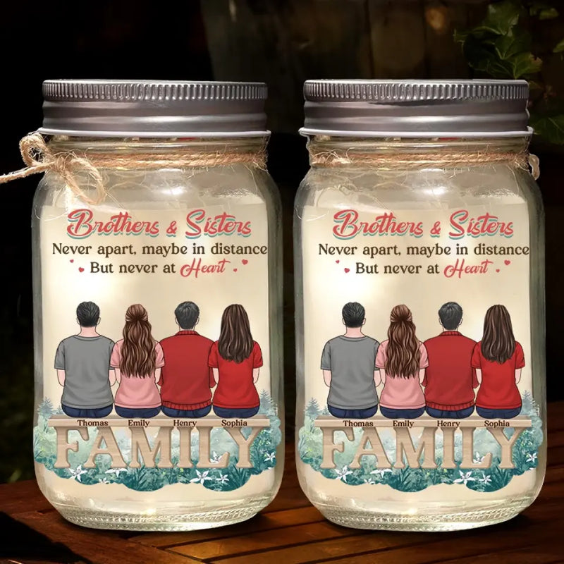 Always There For Each Other - Family Personalized Custom Mason Jar Light - Gift For Siblings, Brothers, Sisters
