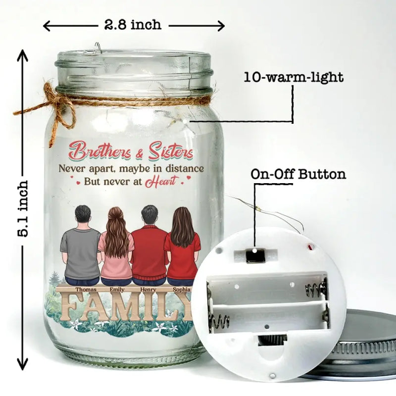 Always There For Each Other - Family Personalized Custom Mason Jar Light - Gift For Siblings, Brothers, Sisters