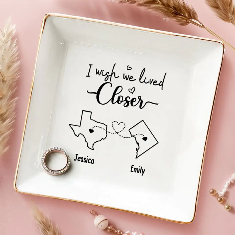 True Friends Never Apart Maybe In Distance But Never In Heart - Bestie Personalized Custom Jewelry Dish - Gift For Best Friends, BFF, Sisters