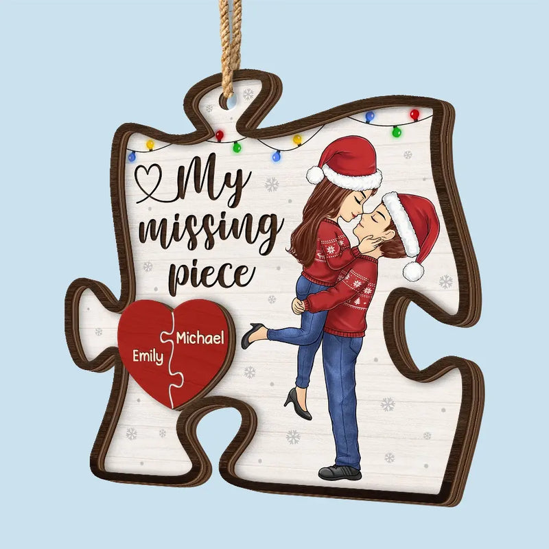 Loving You Is Easy - Couple Personalized Custom Shaped 2 Layered Wood Christmas Ornament - Christmas Gift For Husband Wife, Anniversary