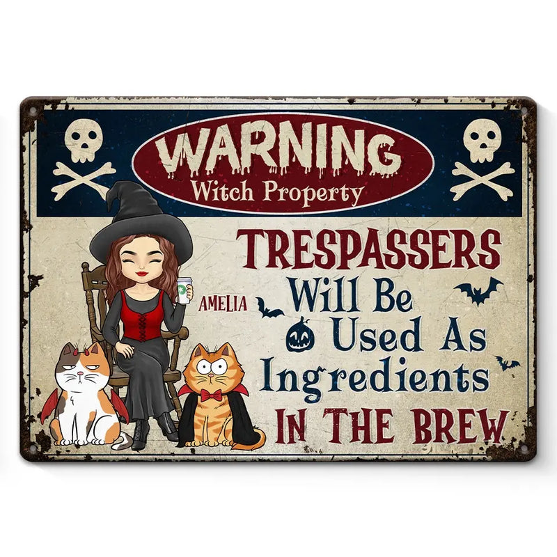 Cursed With Claws - Cat Personalized Custom Home Decor Metal Sign - House Warming Gift, Halloween Gift For Pet Owners, Pet Lovers
