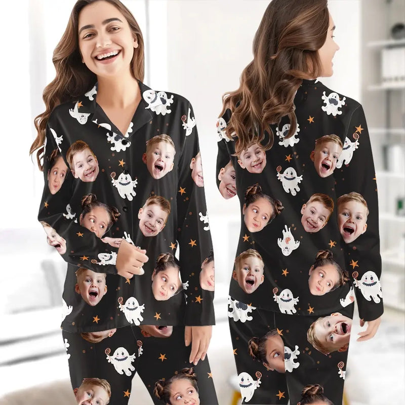 Custom Photo The Spooky Dangers Lurking Around The Corner - Family Personalized Custom Pajamas - Halloween Gift For Family Members