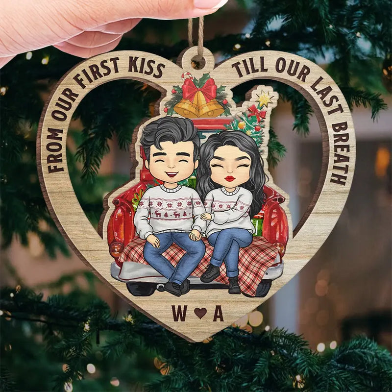 Every Christmas, I Fall In Love With You All Over Again - Couple Personalized Custom Ornament - Wood Custom Shaped - Christmas Gift For Husband Wife, Anniversary