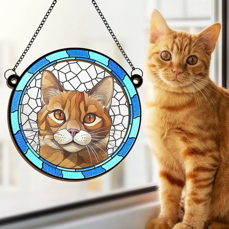 Custom Photo A Dog Is A Bond Between Strangers - Memorial Personalized Window Hanging Suncatcher - Sympathy Gift For Pet Owners, Pet Lovers
