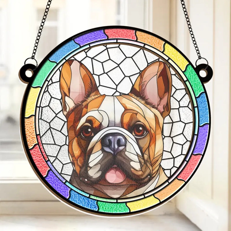 Custom Photo A Dog Is A Bond Between Strangers - Memorial Personalized Window Hanging Suncatcher - Sympathy Gift For Pet Owners, Pet Lovers