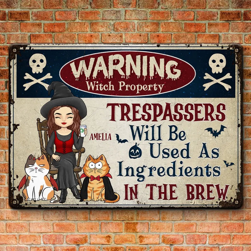 Cursed With Claws - Cat Personalized Custom Home Decor Metal Sign - House Warming Gift, Halloween Gift For Pet Owners, Pet Lovers