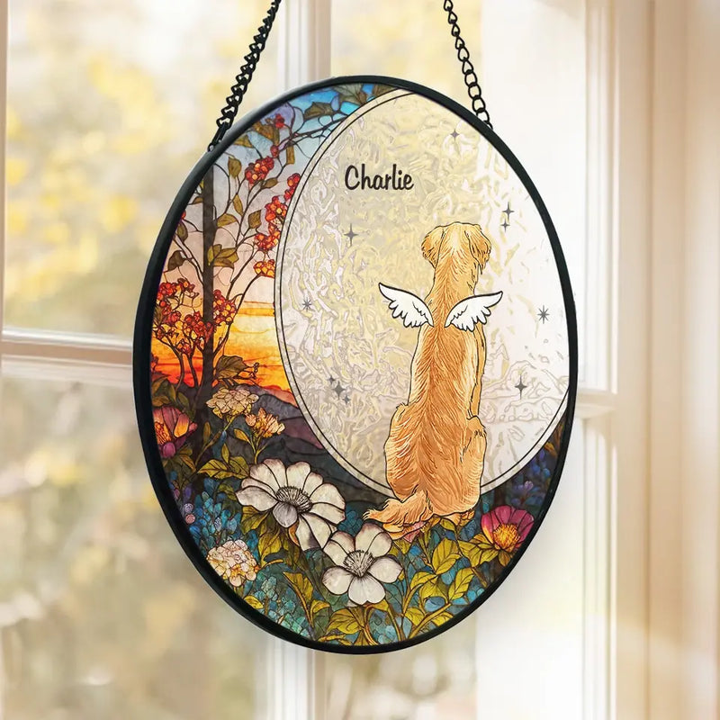 I’ll Miss You Until We Meet Again - Memorial Personalized Custom Stained Glass Window Hanging Suncatcher - Sympathy Gift For Pet Owners, Pet Lovers
