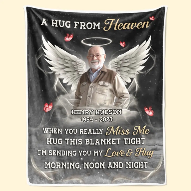 Custom Photo Some Memories Are Created With Hugs - Memorial Personalized Custom Blanket - Sympathy Gift For Family Members