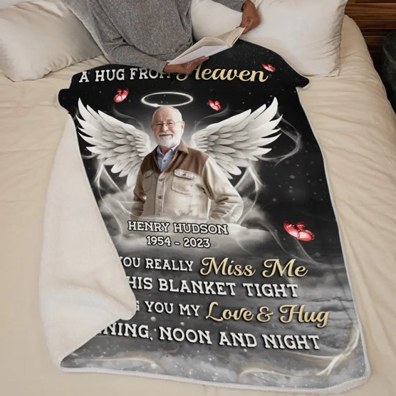 Custom Photo Some Memories Are Created With Hugs - Memorial Personalized Custom Blanket - Sympathy Gift For Family Members
