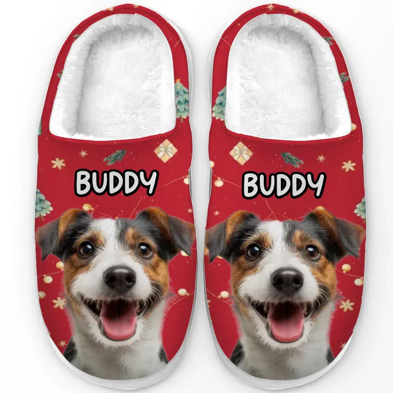 Custom Photo Unleash The Joy - Dog & Cat Personalized Custom Fluffy Slippers - Christmas Gift For Pet Owners, Pet Lovers