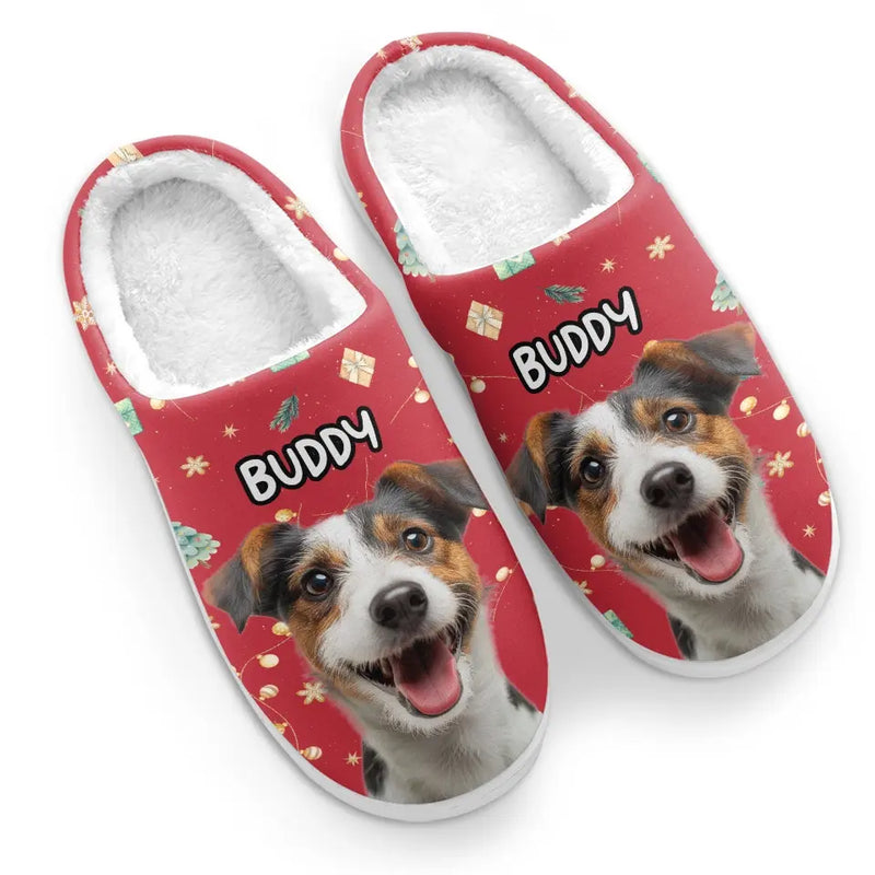 Custom Photo Unleash The Joy - Dog & Cat Personalized Custom Fluffy Slippers - Christmas Gift For Pet Owners, Pet Lovers