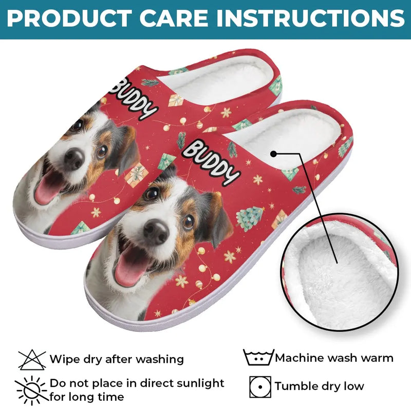 Custom Photo Unleash The Joy - Dog & Cat Personalized Custom Fluffy Slippers - Christmas Gift For Pet Owners, Pet Lovers