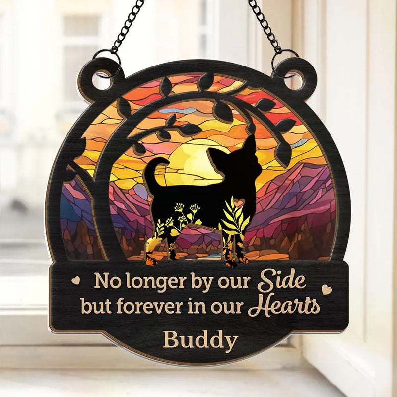 Dogs Leave Paw Prints On Our Hearts - Memorial Personalized Window Hanging Suncatcher - Sympathy Gift For Pet Owners, Pet Lovers