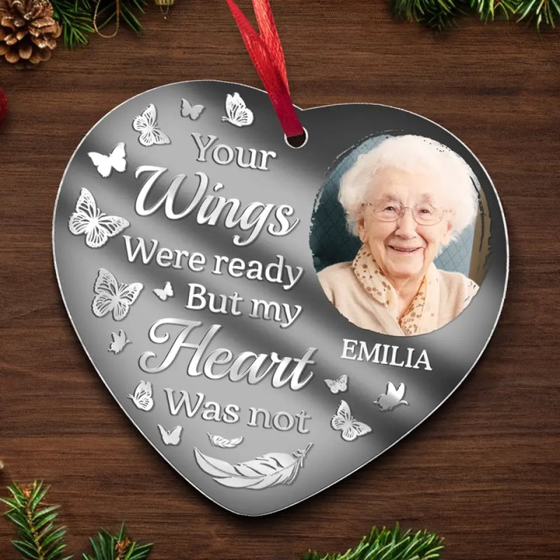 Custom Photo Forever In Our Hearts - Memorial Personalized Custom Mirrored Acrylic Ornament - Sympathy Gift, Christmas Gift For Family Members