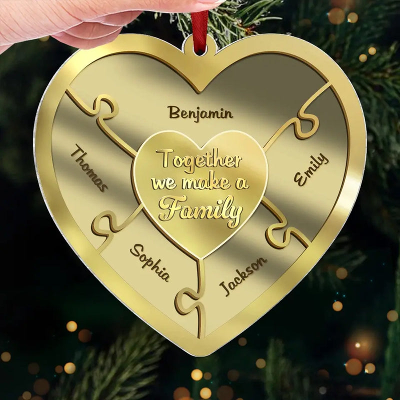 Family Is The Heartbeat Of The Home - Family Personalized Custom Mirrored Acrylic Ornament - Christmas Gift For Family Members
