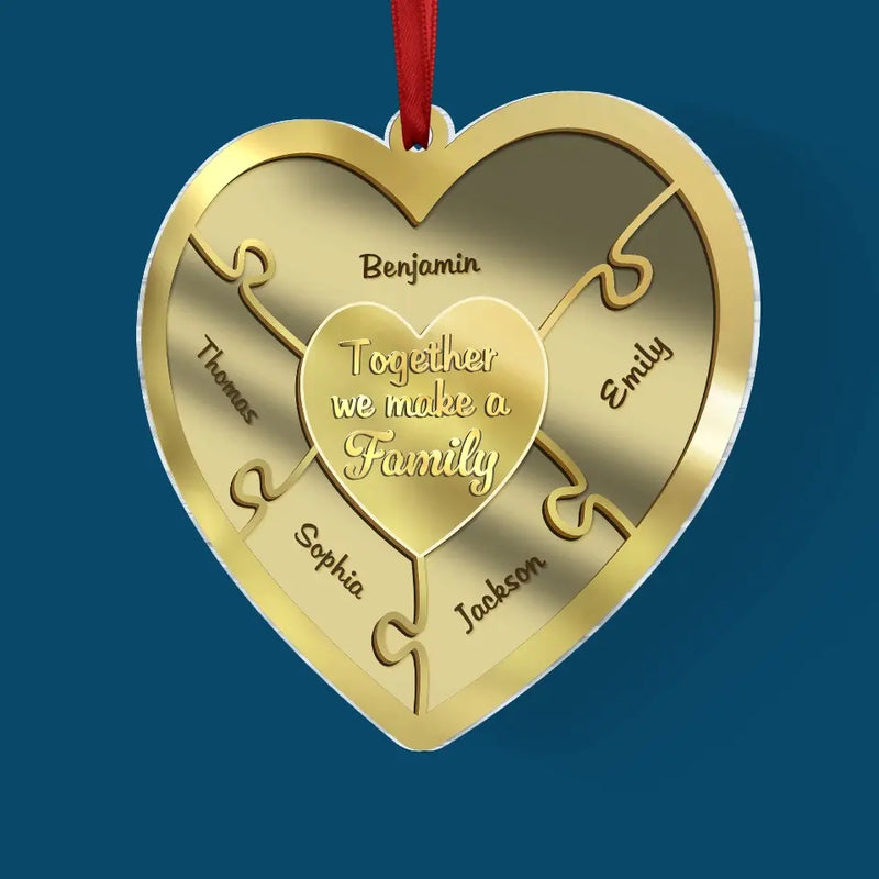 Family Is The Heartbeat Of The Home - Family Personalized Custom Mirrored Acrylic Ornament - Christmas Gift For Family Members