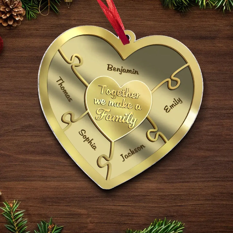 Family Is The Heartbeat Of The Home - Family Personalized Custom Mirrored Acrylic Ornament - Christmas Gift For Family Members