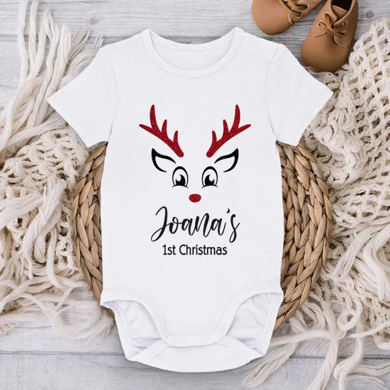 Our Hearts Overflow With Endless Love For Our Little Reindeer - Family Personalized Custom Baby Onesie - Christmas Gift For Baby Kids, Newborn Baby