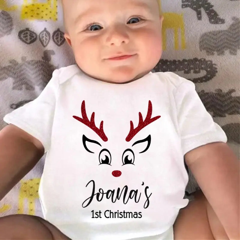 Our Hearts Overflow With Endless Love For Our Little Reindeer - Family Personalized Custom Baby Onesie - Christmas Gift For Baby Kids, Newborn Baby