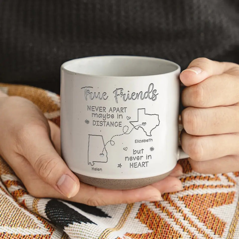 Friends Are Connected Heart By Heart - Bestie Personalized Custom Pottery Mug - Gift For Best Friends, BFF, Sisters