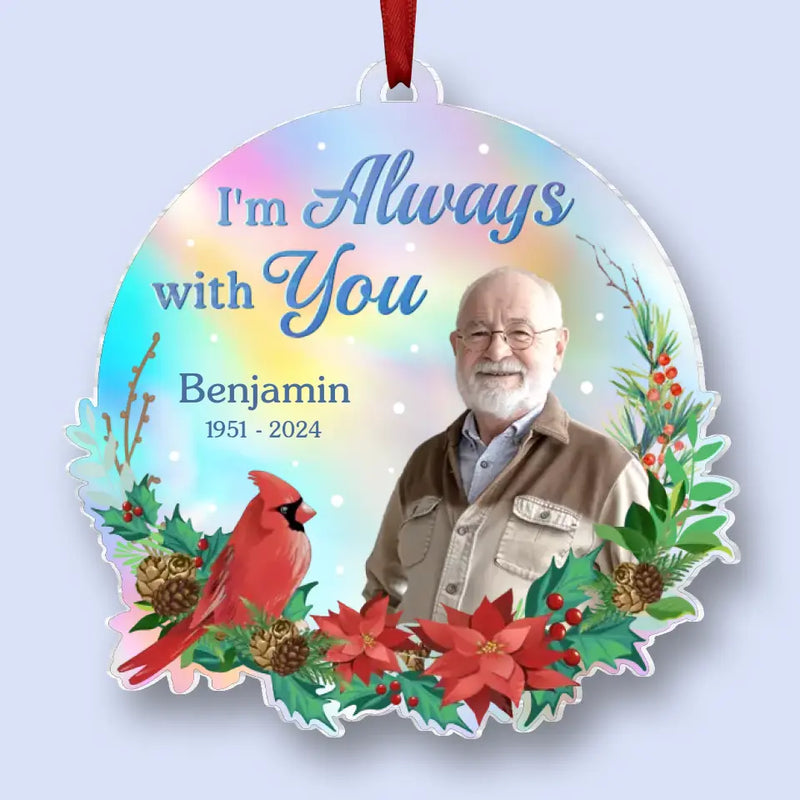 Custom Photo Your Light Will Never Dim - Memorial Personalized Custom Hologram Ornament - Sympathy Gift, Christmas Gift For Family Members