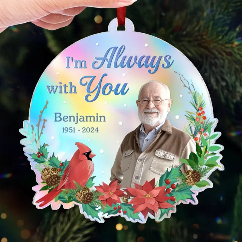 Custom Photo Your Light Will Never Dim - Memorial Personalized Custom Hologram Ornament - Sympathy Gift, Christmas Gift For Family Members