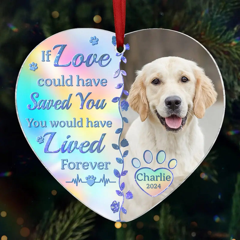 Custom Photo No Longer By My Side, But Forever In My Heart - Memorial Personalized Custom Hologram Ornament - Sympathy Gift, Christmas Gift For Pet Owners, Pet Lovers