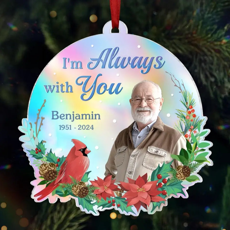 Custom Photo Your Light Will Never Dim - Memorial Personalized Custom Hologram Ornament - Sympathy Gift, Christmas Gift For Family Members