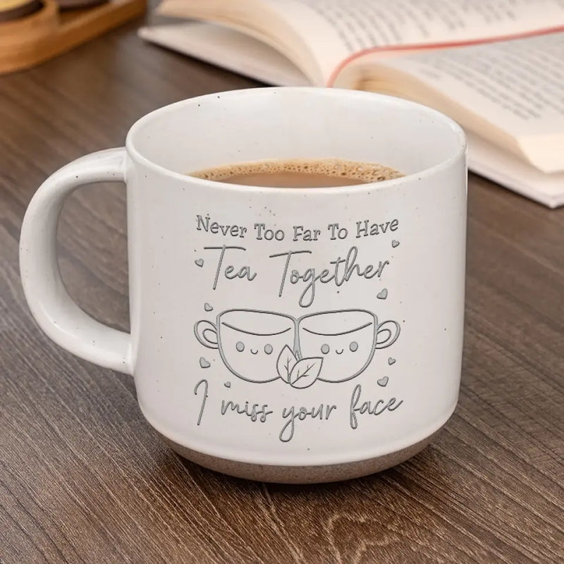 Our Friendship Knows No Distance - Bestie Personalized Custom Pottery Mug - Gift For Best Friends, BFF, Sisters