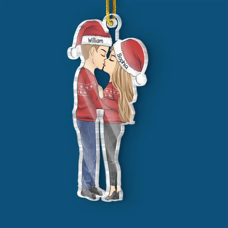 Kisses Are The Best Christmas Gift - Couple Personalized Custom Ornament - Acrylic Custom Shaped - Christmas Gift For Husband Wife, Anniversary