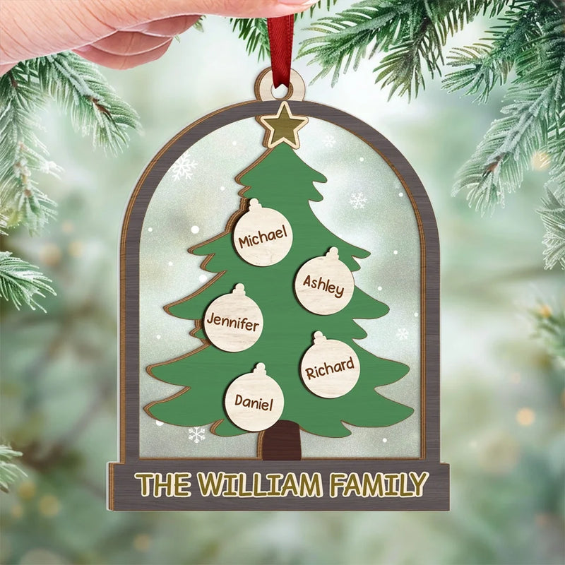 Christmas Is All About The Family! - Family Personalized Custom Wood & Acrylic Ornament - Christmas Gift For Family Members