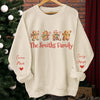 Holiday Wishes Made With Gingerbread Hugs And Peppermint Kisses - Family Personalized Custom Unisex Sweatshirt With Design On Sleeve - Christmas Gift For Family Members