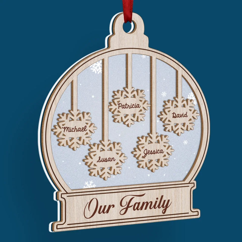 The World Changes When It Snows - Family Personalized Custom Wood & Acrylic Ornament - Christmas Gift For Family Members