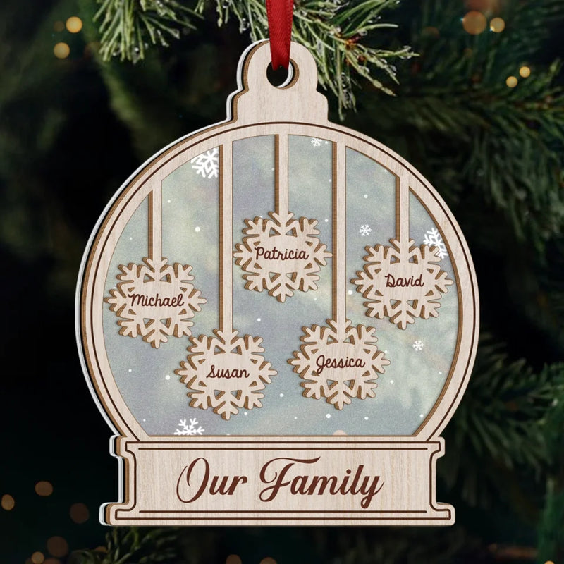 The World Changes When It Snows - Family Personalized Custom Wood & Acrylic Ornament - Christmas Gift For Family Members
