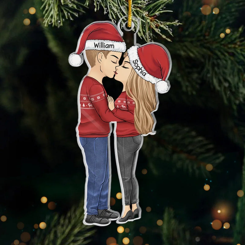 Kisses Are The Best Christmas Gift - Couple Personalized Custom Ornament - Acrylic Custom Shaped - Christmas Gift For Husband Wife, Anniversary